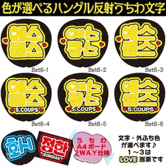 G反射うちわ文字【S.COUPSエスクプス】選べるハングル反射名前文字F3Lファンサ文字　セブチ SEVENTEENスローガン文字パネル文字連結文字