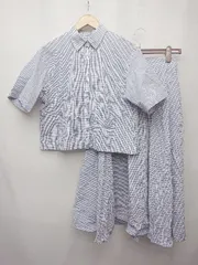 ◇ 良品計画 無印良品 チェック コットン100% ロング セットアップ シャツ スカート サイズS ブルー ホワイト レディース P  【1409090009389】