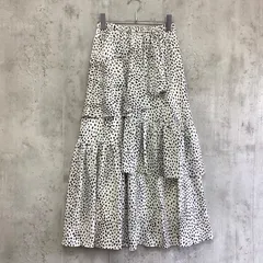 AuieF アウィーエフ　ロングアシメティアードスカート　白×黒×ヒョウ柄　レディース　38サイズ