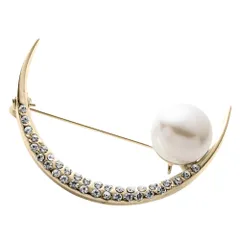 【ゴールド×ワンサイズ】[Cream dot. クリームドット公式] ブローチ フォーマル 卒業式 卒園式 入学式 入園式 ママスーツ コサージュ 華やか ピン 上品 エレガント 月 ムーン パール ビジュー 大人  