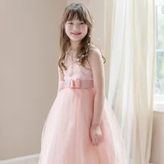 【ピンク】デコルテシースルーレースロングドレス YUP12 《メール便優先商品》 キッズ キャサリンコテージ