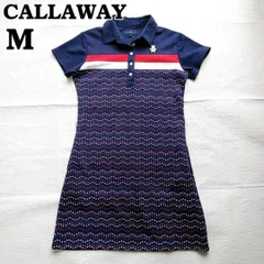 【夏/星降るフェアウェイ/状態考慮】CALLAWAY キャロウェイ 星柄 ポロワンピース M 紺/赤 レディース/ゴルフ/美品/ベア/吸汗速乾/ポリエステル