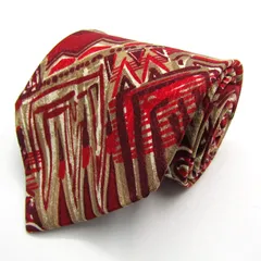 ミッソーニ ブランド ネクタイ 総柄 パネル柄 幾何学模様 シルク 日本製 PO メンズ レッド Missoni 【中古】