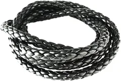 EXDUCT レザー 紐 6mm 5m 革紐 レザークラフト ハンドメイド 手芸 パーツ アクセサリー 組紐 ビーズ ブレスレット( φ6mmx5m)