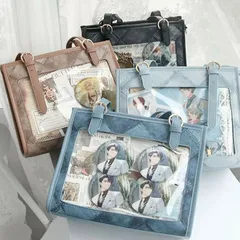 痛バッグ 2WAY トートバッグ ハンドバッグ ショルダー ショルダーバッグ 可愛い 推し活 ビニール デニム クリアポケット