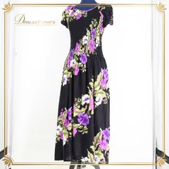 フラダンス 衣装 ワンピース ドレス ブラック系 フラ ダンス ハワイアン 黒 紫 白 緑 花柄 鮮やか ハイビスカス柄 華やか アロハ ハワイアンプリント タヒチアン パープル系 ホワイト系 グリーン系