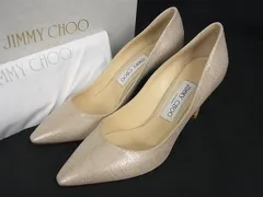 ■極美品■ JIMMY CHOO ジミーチュウ ロミー 85 パンプス ヒール サイズ 37 1/2(約24.5cm) 靴 シューズ ベージュ系 FK6571