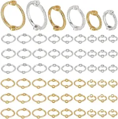 PH PandaHall 約60個 ラウンドフレーム 3サイズ リングビーズ メタルビーズフレーム 中空 丸 6mm 8mm 10mmビーズに対応 レジン ブレスレット作り アクセサリーパーツ ジュエリー作り クラフト用品 手作り素材( 2色)