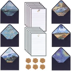 【人気商品】おしゃれ 大人 手紙 封筒 便箋 レターセット シンプル 挨拶状 お礼 シール 大量 メッセージカード 感謝 ギフトカード 結婚式 誕生日 記念日 母の日 (ブルー)