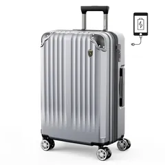 [New Trip] スーツケース キャリーケース 機内持ち込み PC100% 【拡張機能＆USBポート＆ストッパー機能＆カップホルダー付き】軽量 大型 S/M/Lサイズ キャリーバッグ 耐衝撃 大容量 ファスナータイプ ダブルキャスター TSAロック 海外