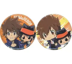 【中古】バッジ・ピンズ 沢田綱吉＆リボーン 缶バッジセット 「ひこくじONLINE 家庭教師ヒットマンREBORN!-FIGHT IT OUT-」 D-1賞