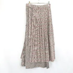 ◇ ZARA チェック柄 裏地なし カジュアル かわいい ロング丈 プリーツ スカート サイズS ブラウン レディース E 【1310300020523】