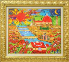 鈴木　マサハル「FIRENZE（イタリア・フィレンツェ）」油絵・F10号　全国百貨店個展多数　厚塗り　色彩鮮やか　小竹美術　真作保証
