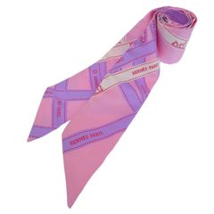 エルメス HERMES ツイリー ボルデュックリボン スカーフ シルク ピンク 中古 新入荷 HE1037