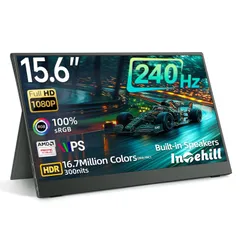 【新着商品】2ms応答速度・sRGB 100%・CNCアルミボディ採用 IPS・FreeSync・HDR対応 USB-C Fast & HDMIポート搭載 15.6インチ 軽量 240Hz 薄型 モバイルディスプレイは、ゲーミング用やビデオ編集、映画鑑賞、デザのサムネイル