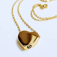 メモリアル 遺骨ペンダント HEART2 ［ ハート２平型・ゴールド ］ネックレス 想い 思い出 砂入れ 遺灰納め パートナー ペット 家族 いつも一緒  お守り