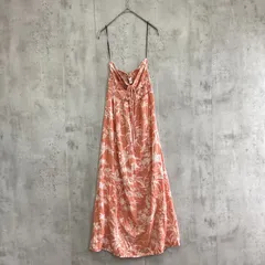 H&M エイチアンドエム　ロングキャミワンピース　オレンジ×白×ボタニカル柄　XSサイズ