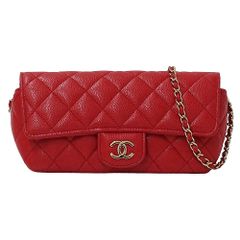 シャネル CHANEL ポーチ マトラッセ レディース ブランド ショルダーポーチ キャビアスキン レッド ゴールド金具 チェーンショルダー 赤 おしゃれ 【中古】