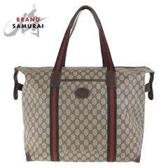 美品 GUCCI グッチ ヴィンテージ オールドグッチ シェリーライン インターロッキング ブラウン ボストンバッグ トートバッグ 503049【中古】