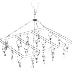 AZNABLE 洗濯物干し ハンガー ピンチハンガー 洗濯バサミハンガー 室内外両用 回転式 引っ張るだけ ステンレス(シルバー,  20ピンチ)