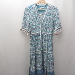 ◇ ⊂ FP To Love リゾート風 半袖 ロング丈 ワンピース サイズL ブルー系 レディース E  【1503050019309】