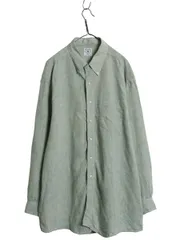 【お得なクーポン配布中!】 ブルックスブラザーズ 長袖 ボタンダウン シャツ メンズ XL / 100% アイリッシュ リネン 高級 長袖シャツ 大きいサイズ シンプル グリーン