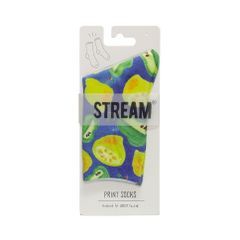 靴下 レディース 23-25cm Stream プリント 柄 ソックス クルー おしゃれ かわいい カラフル 薄手 フレッシュ 手描き 模様 プレゼント ギフト