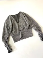 美品 rienda リエンダ シャイニー カット ショート カーディガン sizeF/シルバー ■■レディース