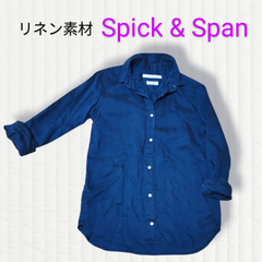 【  スピック＆スパン 】麻 ハードマンズ フリーサイズ トップス Spick & Span　 シャツ 長袖 ネイビー 紺  レディース 冷房 リネン