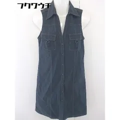 ◇ COMME CA DU MODE コムサデモード リネン混 ノースリーブ 膝丈 ワンピース サイズ9 ネイビー レディース  【1109030020138】