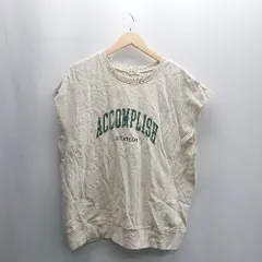 ◇ ⊂ earth music&ecology カットオフスリーブ ロゴプリント 袖なし カットソー サイズF ベージュ レディース E 【1409100039016】