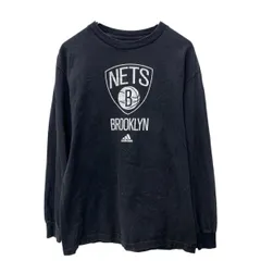adidas 長袖 プリントTシャツ M ブラック アディダス ロンT ロングTシャツ NETS バスケ 古着卸 アメリカ仕入 a704-5202