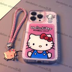 スマホケース　キティーちゃん　ストラップ付き　収納ケース　iPhone対応　アイフォンケース　iPhone16pro/16promax/15/14/13　可愛いケース　海外限定　新品未使用　2カラー選択可能