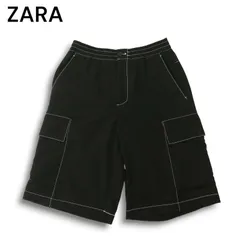ZARA ザラ マン 現行タグ★ 春夏 ストレッチ イージー ワイド カーゴ ショート パンツ Sz.30 メンズ 黒