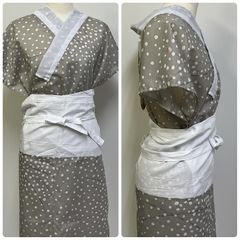 ★美品　二部式　襦袢　洗える　絽　グレー　★　2725je