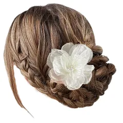 クリップ ドライフラワー クリップ ヘアピン ヘアアクセサリー かわいい 髪留め 花 振袖 飾り 髪飾り 花嫁 髪飾り 結婚式/卒業式/成人式/入園式/入学式/七五三/花火大会 和装 和風 レディース 浴衣 小物(ホワイト) [Zhejia]