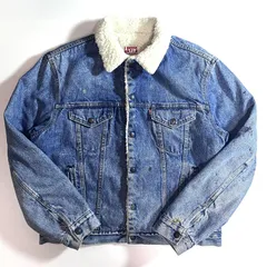 80s USA製 Levi's リーバイス 71608-0216 1987年9月製 44L ヴィンテージ デニムボアジャケット トラッカー シェルパ 3rd 4th smalle 赤タブ メンズ Gジャン ロング丈 希少 ビッグ サイズ p24123012