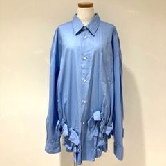 RM-B022 コムデギャルソン コムデギャルソン COMME des GARCONS COMME des GARCONS 綿ブロード リボン付き長袖ロングブラウス ブルー Sサイズ 2024年S/S