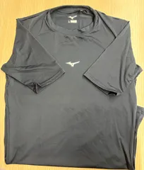 【刺繍跡あり】ミズノ(mizuno)　一般用アンダーシャツ　バイオギア　ローネック半袖　12JABC3114 ネイビー　サイズ：L【送料無料/大人/丸首】