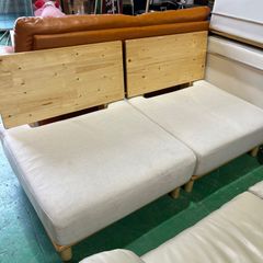 【イーナ/ENA】【2台セット/ソファ】2人掛けソファ　二人掛け　ブランド家具　白　ホワイト　ベージュ　クリーム色　木製【店舗引取りの場合値引きあり‼️】