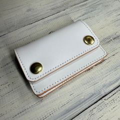 【トラッカーウォレット ミニ】 ゴールド ホワイト 本革 白 財布 ミニサイズ