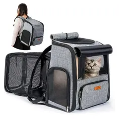 ペットキャリーリュック AIFY ペットバッグ ペットリュック 2in1 ペット持ち運ぶ 広々空間 猫 犬 小型犬 中型犬用 ドライブ キャンピング 旅行 通院 災害避難用 45×38×66 8kg 耐荷