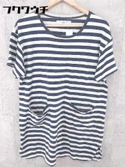 ◇ I am I アイアムアイ ボーダー 五分袖 ミニ チュニック ワンピース サイズF ネイビー ホワイト レディース  【1002800479276】