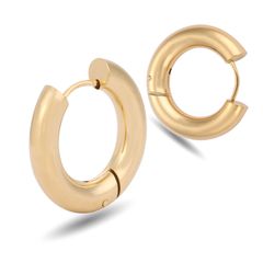 【幅5mm 内径12mm 色：ゴールド 1ペア】[Adelina Style] サージカルステンレス フープピアス 太め リングピアス 金属アレルギー対応 男女 プレゼント