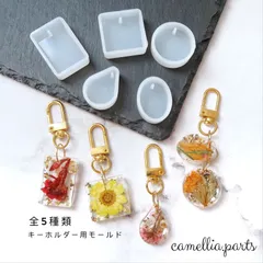 5点セット【キーホルダー用 穴あり 楕円/円/雫/長方形/正方形/雫】シリコンモールド レジン型 レジンクラフト モールド UVレジン用品[丸/四角]