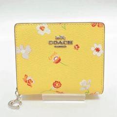 COACH】コーチ 財布 折りたたみ 花柄 フローラル イエロー 黄色