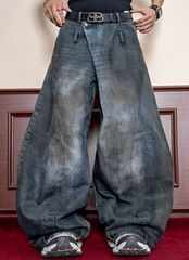 AAKAM】Dirty Gradation Denim Pants Gray - メルカリ
