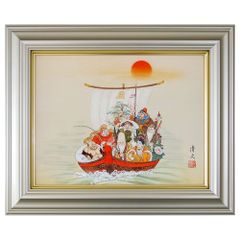 加藤清文「七福神宝船」 F6号　日本画(複製)+手彩 額入り