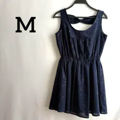紺ネイビーノースリーブワンピースフレア星スター柄??夏服かわいい涼しい上品