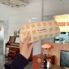 ☆ イエロー ☆ ペンケース ボアワッフル 大容量 おしゃれ ペンケース ふわふわ ペンポーチ 筆箱 筆入れ ペン ケース 小物入れ ポーチ 大きめ 大容量 おしゃれ シンプル ボア ワッフル 大学生 高校生 中学生 小学生 メイクポーチ スリムポーチ